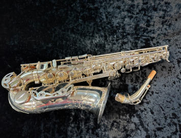 Beautiful Silver Plated Buffet Senzo Alto Saxophone, Serial #42223